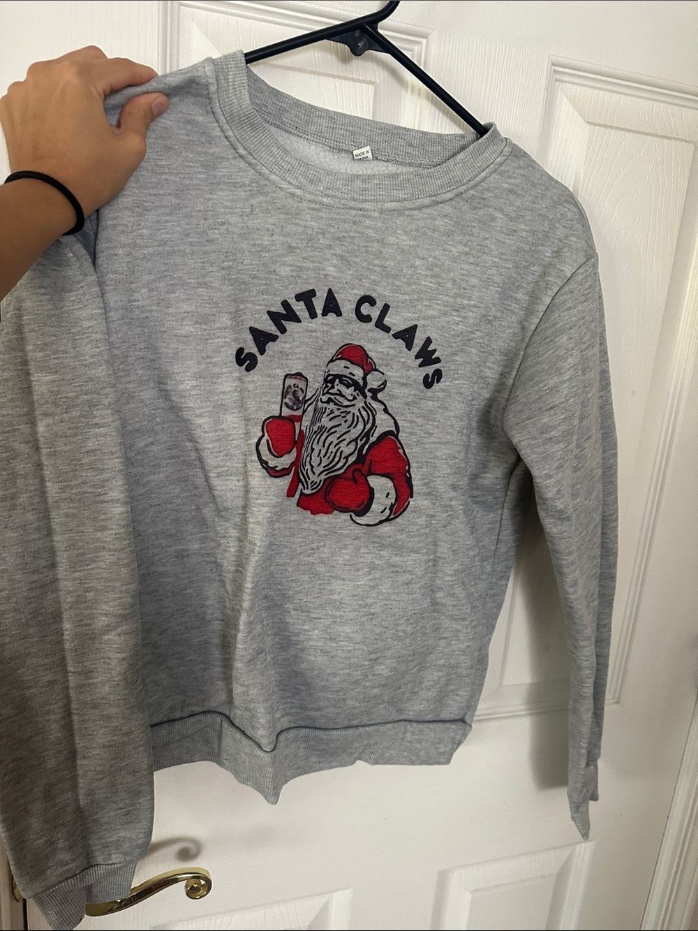 Santa Claws Graphic Crewneck Sweater - Gray